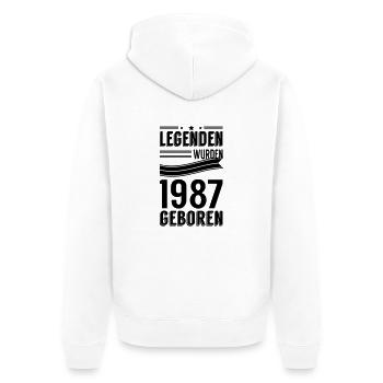 1987 - Unisex Premium Bio Zip Hoodie - Weiß - Hinten - Thijin (182cm)