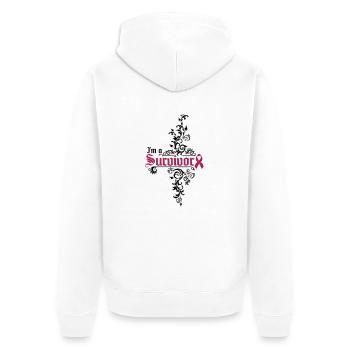 I'm a cancer survivor - Unisex Premium Bio Zip Hoodie - Weiß - Hinten - Thijin (182cm)
