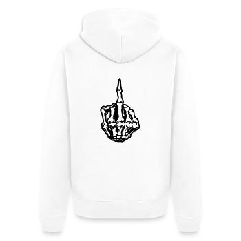middlefinger_skull_01 - Unisex Premium Bio Zip Hoodie - Weiß - Hinten - Thijin (182cm)
