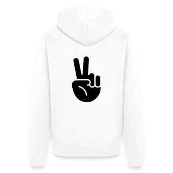 peace hand - Unisex Premium Bio Zip Hoodie - Weiß - Hinten - Thijin (182cm)