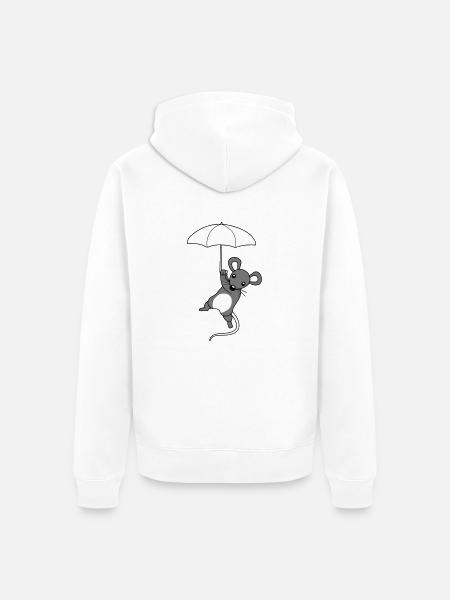 Cute Flying Mouse - Unisex Premium Organic Zip Hoodie - white
