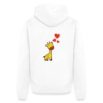 Giraffe verliebt - Unisex Premium Bio Zip Hoodie - Weiß - Hinten - Thijin (182cm)