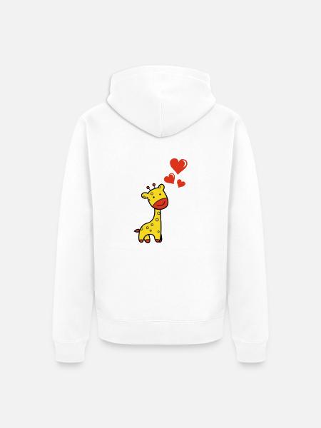 Giraffe verliebt - Unisex Premium Bio Zip Hoodie - Weiß