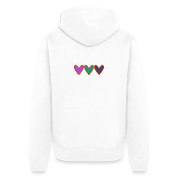 OMA. MUTTERTAG. ALLES GUTE ZUM OMA-TAG. ICH LIEBE DICH - Unisex Premium Bio Zip Hoodie - Weiß - Hinten - Thijin (182cm)