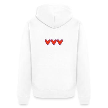 HERZ. HERZ. VALENTINSTAG. LIEBE. LIEBE. PAAR. - Unisex Premium Bio Zip Hoodie - Weiß - Hinten - Thijin (182cm)