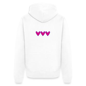 HERZ. VIELEN DANK. GELIEBTE. MEISTER. DANKE HERRIN. - Unisex Premium Bio Zip Hoodie - Weiß - Hinten - Thijin (182cm)