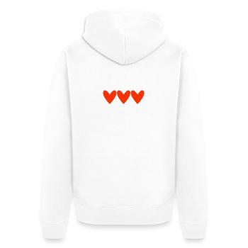 HERZ. VIELEN DANK. GELIEBTE. MEISTER. DANKE HERRIN. - Unisex Premium Bio Zip Hoodie - Weiß - Hinten - Thijin (182cm)