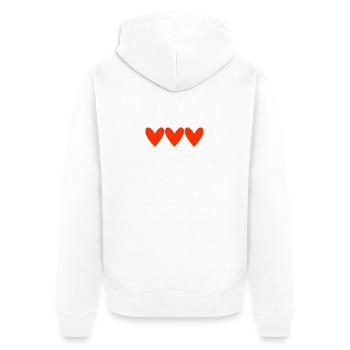 Cœurs Empilés en Style Illustration Rouge - Veste à capuche bio Premium Unisexe - blanc - Dos - Thijin (182cm)