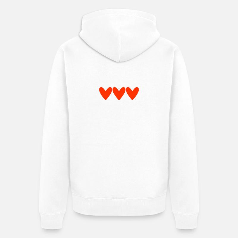 Gestapelte Herzen im roten Illustrationsstil - Unisex Premium Bio Zip Hoodie - Weiß