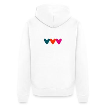 Lebendige bunte Herzen - Unisex Premium Bio Zip Hoodie - Weiß - Hinten - Thijin (182cm)