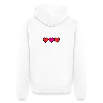 HERZ. VIELEN DANK. GELIEBTE. MEISTER. DANKE HERRIN. - Unisex Premium Bio Zip Hoodie - Weiß - Hinten - Thijin (182cm)