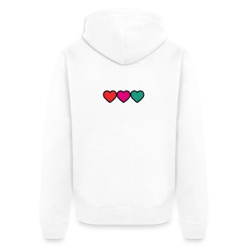 VIELEN DANK. GELIEBTE. MEISTER. HERZ. DANKE HERRIN. - Unisex Premium Bio Zip Hoodie - Weiß - Hinten - Thijin (182cm)