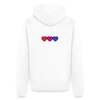 HERZ. VIELEN DANK. GELIEBTE. MEISTER. DANKE HERRIN. - Unisex Premium Bio Zip Hoodie - Weiß - Hinten - Thijin (182cm)