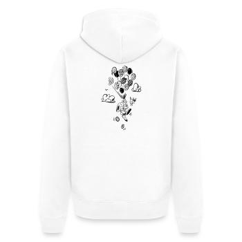 Fliegender Hase mit Luftballons - Unisex Premium Bio Zip Hoodie - Weiß - Hinten - Thijin (182cm)