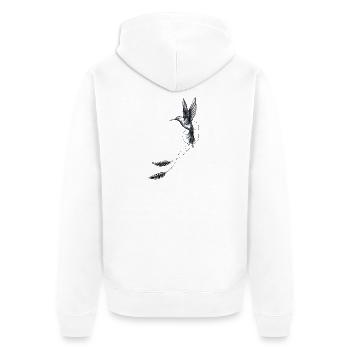 colibri plumes géométrie - Veste à capuche bio Premium Unisexe - blanc - Dos - Thijin (182cm)
