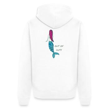 mermaid out of duty - Unisex Premium Bio Zip Hoodie - Weiß - Hinten - Thijin (182cm)