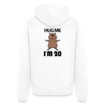 20 Birthday - 20 Years - Hug - Unisex Premium Organic Zip Hoodie - white - Back - Thijin (182cm)