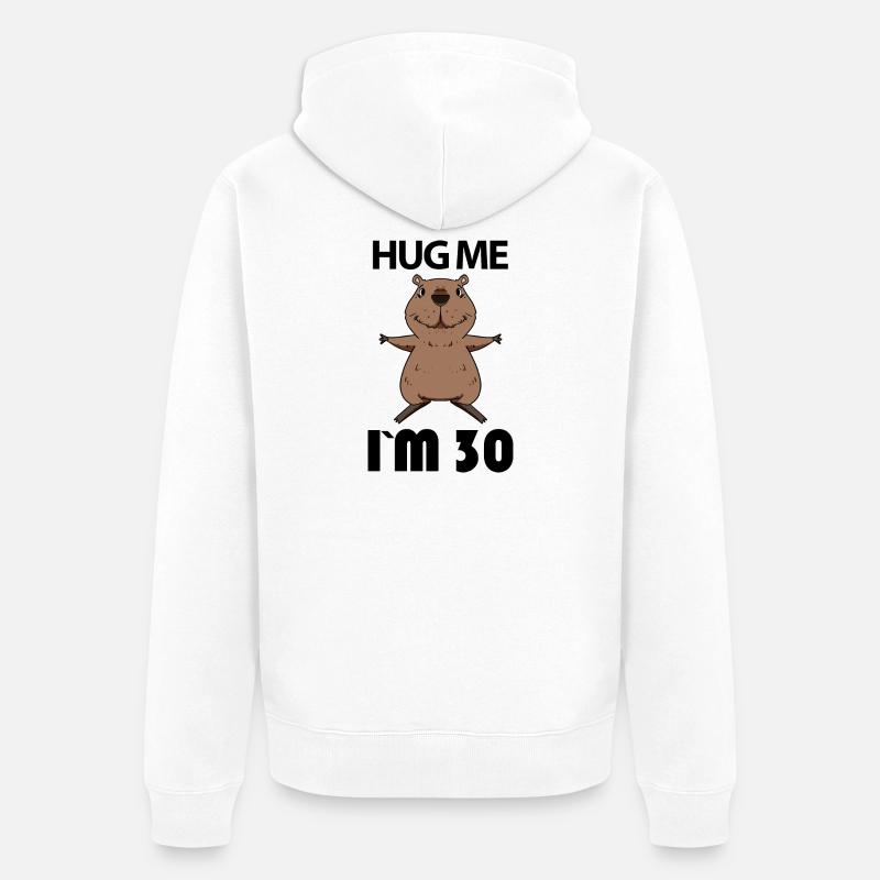 30 ans - 30 ans - Hug - Veste à capuche bio Premium Unisexe - blanc