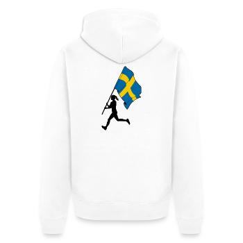 Drapeau Suède femme courant - Veste à capuche bio Premium Unisexe - blanc - Dos - Thijin (182cm)