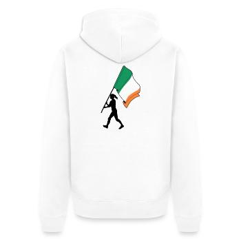 Flagge Irland Frau Zu Fuß - Unisex Premium Bio Zip Hoodie - Weiß - Hinten - Thijin (182cm)