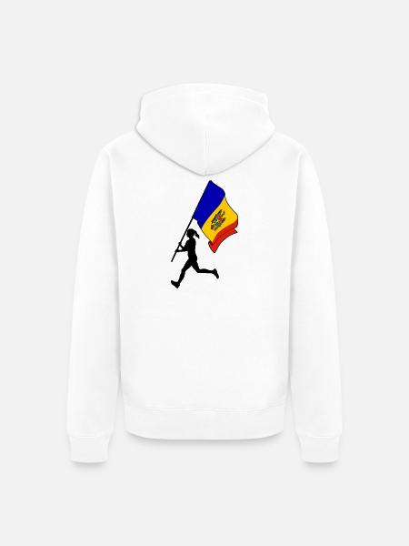 Flagge Moldawien Frau läuft - Unisex Premium Bio Zip Hoodie - Weiß