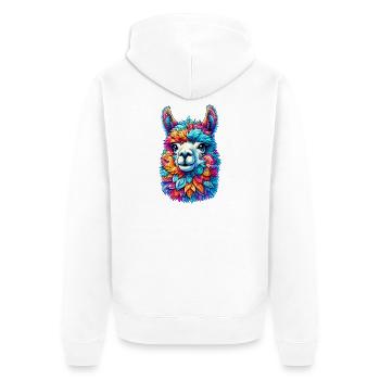 Alpaka - Unisex Premium Bio Zip Hoodie - Weiß - Hinten - Thijin (182cm)