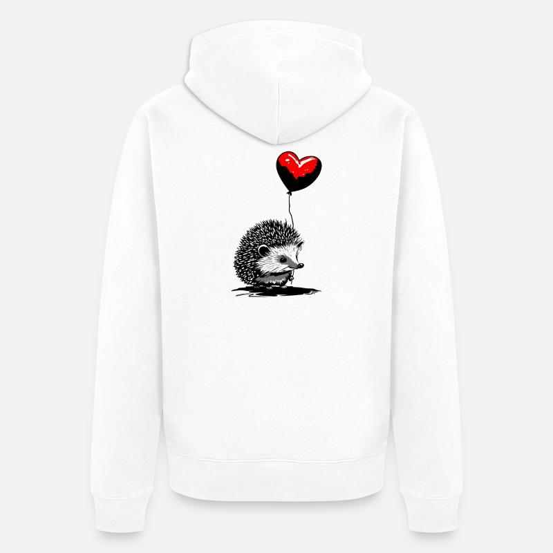 Hérisson avec ballon coeur - Heartful Creatures - Veste à capuche bio Premium Unisexe - blanc