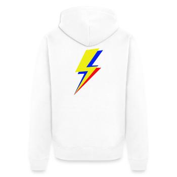 Geometrischer mehrfarbiger Blitz - Unisex Premium Bio Zip Hoodie - Weiß - Hinten - Thijin (182cm)