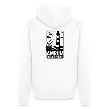 Amrum Leuchtturm Urlaub Erholung - Unisex Premium Bio Zip Hoodie - Weiß - Hinten - Thijin (182cm)