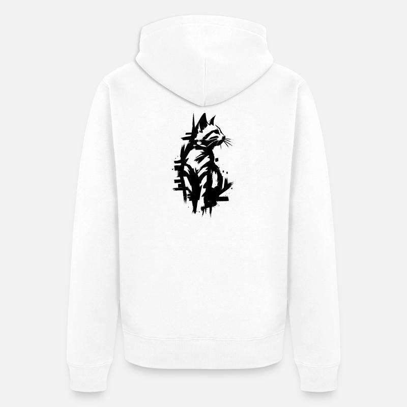 Conception de graffiti noir chat - Veste à capuche bio Premium Unisexe - blanc