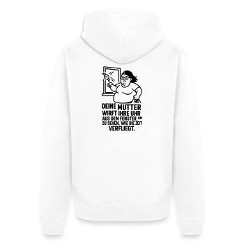 uhr aus dem fenster - Unisex Premium Bio Zip Hoodie - Weiß - Hinten - Thijin (182cm)