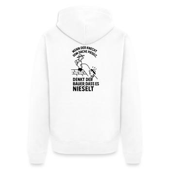 Farmer Servant Roof Peeing Peeing Funny Saying - Unisex Premium Organic Zip Hoodie - white - Back - Thijin (182cm)