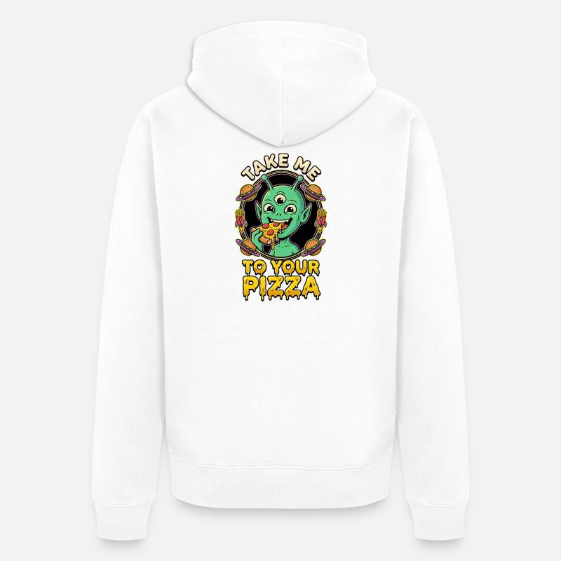 Emmène-moi à ta pizza alien - Veste à capuche bio Premium Unisexe - blanc