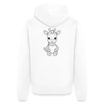 Girafe au cœur – motif d’animal mignon - Veste à capuche bio Premium Unisexe - blanc - Dos - Thijin (182cm)