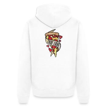 Wahre Liebe Pizzaherzen - Unisex Premium Bio Zip Hoodie - Weiß - Hinten - Thijin (182cm)