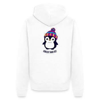 Pinguin mit dem bunten Hut - Unisex Premium Bio Zip Hoodie - Weiß - Hinten - Thijin (182cm)