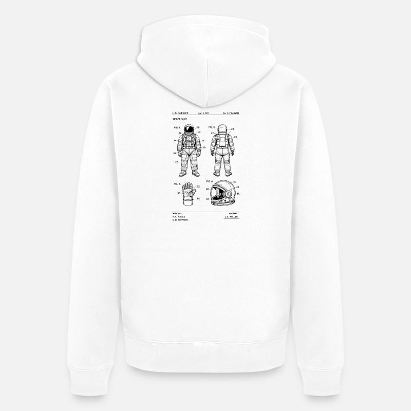 Plan de brevet de combinaison spatiale - Veste à capuche bio Premium Unisexe - blanc