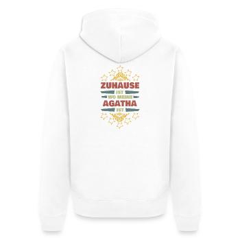 Geschenk für Agatha - Unisex Premium Bio Zip Hoodie - Weiß - Hinten - Thijin (182cm)