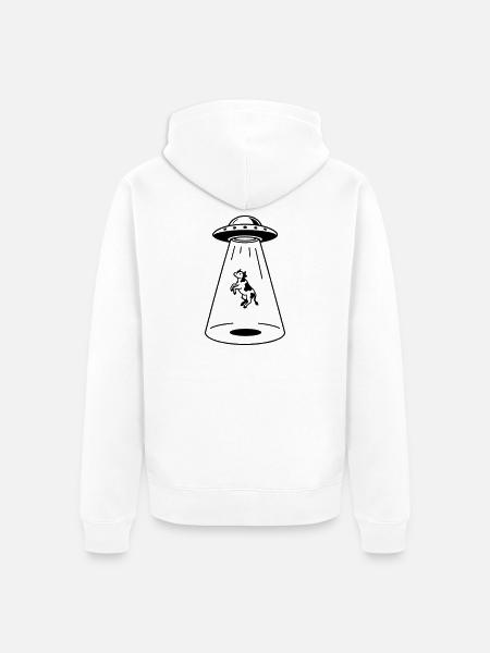 OVNI avec vache - Veste à capuche bio Premium Unisexe - blanc