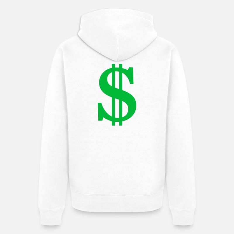 Signe dollar - Veste à capuche bio Premium Unisexe - blanc