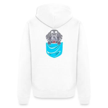 Neufundländer - Unisex Premium Bio Zip Hoodie - Weiß - Hinten - Thijin (182cm)