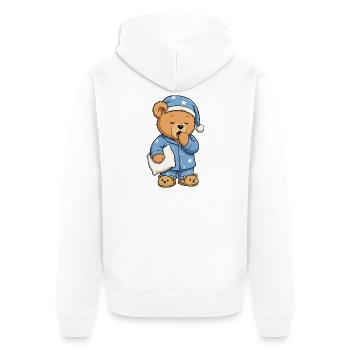 Schlafender Sternenbär im Pyjama - Unisex Premium Bio Zip Hoodie - Weiß - Hinten - Thijin (182cm)