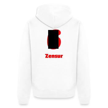 Zensur - Unisex Premium Bio Zip Hoodie - Weiß - Hinten - Thijin (182cm)