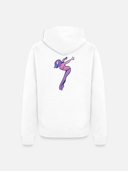 Pink-Lila-Silhouette-Tänzer - Unisex Premium Bio Zip Hoodie - Weiß