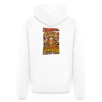 Dankbar, dankbar, leicht verwilderter Truthahntag - Unisex Premium Bio Zip Hoodie - Weiß - Hinten - Thijin (182cm)