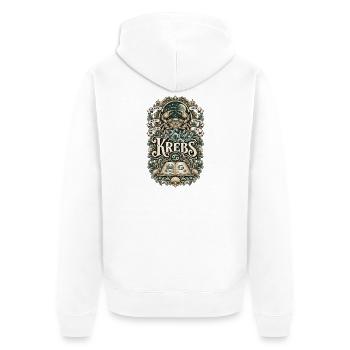 Sternzeichen Krebs – Sensibel & Loyal - Unisex Premium Bio Zip Hoodie - Weiß - Hinten - Thijin (182cm)