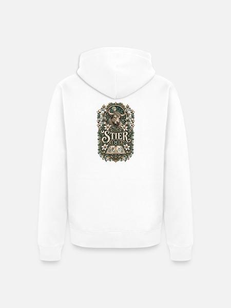 Stier – Stark, zuverlässig & bodenständig - Unisex Premium Bio Zip Hoodie - Weiß