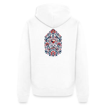 Tschechien | Prag & böhmische Volkskunst - Unisex Premium Bio Zip Hoodie - Weiß - Hinten - Thijin (182cm)