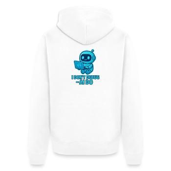 KI Debug: AI übernimmt das Debuggen - Unisex Premium Bio Zip Hoodie - Weiß - Hinten - Thijin (182cm)