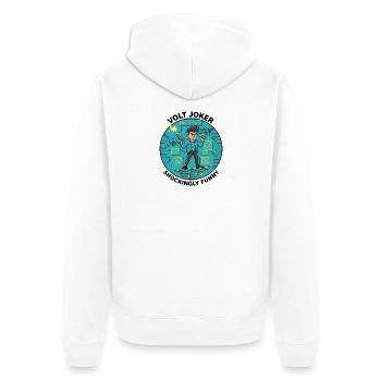 Watt's Up Elektronikheld - Unisex Premium Bio Zip Hoodie - Weiß - Hinten - Thijin (182cm)